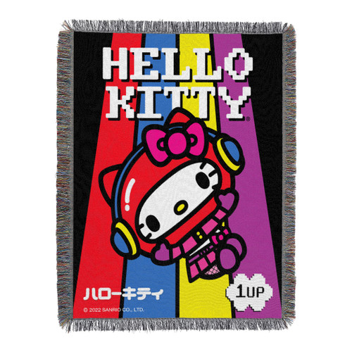 Northwest Hello Kitty Woven Tapestry Throw Blanket, 48" x 60", Cute Game