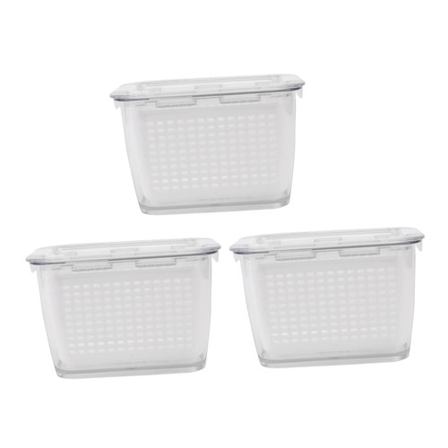 POPETPOP 3pcs Boxes Refrigerator Crisper Plastic Storage Bin Plastic Container Containers for Food Fridge Storage Rack Drawer Vegetables Colanders Strainers Fresh Food Drainage Container