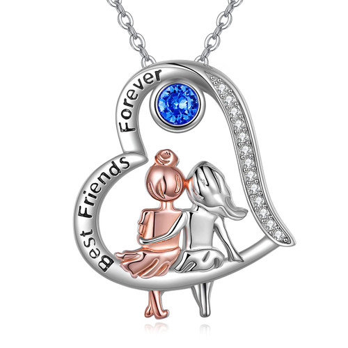 AOBOCO Sister Necklaces for Women 925 Sterling Silver Crystal Best Friends Necklace Heart Sisters Necklaces Pendant Birthday Christmas Jewelry Gifts for Sister from Sisters AOBOCO Sister Necklaces for Women 925 Sterling Silver Crystal Best Friends Necklace Heart Sisters Necklaces Pendant Birthday Christmas Jewelry Gifts for Sister from Sisters