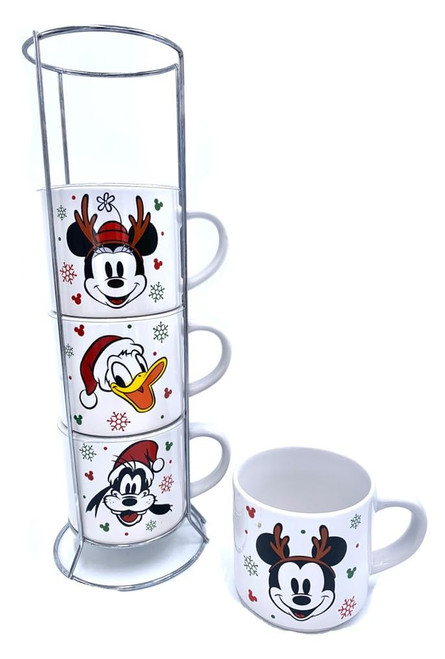 Disney Classic Mickey Mouse and Friends Christmas Holiday Character Faces 4-Pack Stacking Ceramic Mug Set - Mickey Mouse, Minnie Mouse, Donald Duck, and Goofy - 10-Ounces Disney Classic Mickey Mouse and Friends Christmas Holiday Character Faces 4-Pack Stacking Ceramic Mug Set - Mickey Mouse, Minnie Mouse, Donald Duck, and Goofy - 10-Ounces