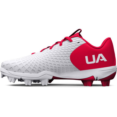 Under Armour Girls Glyde 2.0 RM JR Softball Shoe, (103) White/Red/White, 1 Little Kid