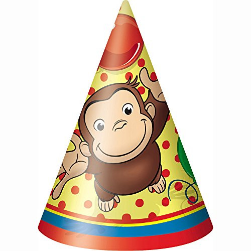 Curious George Party Hats, 8ct