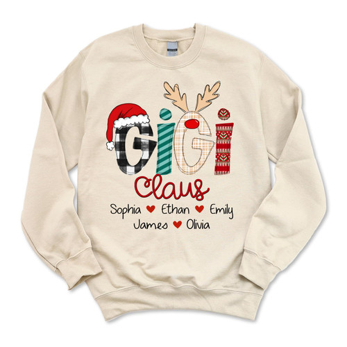 Godmerch Gigi Claus Personalized Nickname Grandma with Kid Names Sweatshirt, Christmas Grandma Gifts for Gigi, Custom Gigi Gifts Godmerch Gigi Claus Personalized Nickname Grandma with Kid Names Sweatshirt, Christmas Grandma Gifts for Gigi, Custom Gigi Gifts