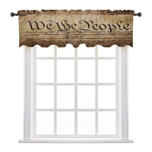 LIGUTARS Valance, United States Window Curtain, Constitution Text National Glory Fourth of July, 60" W x 18" L, Kitchen Windows Bathroom Bedroom, Light Brown