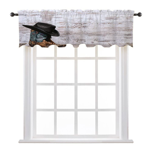 LIGUTARS Valance Curtains, Western Decor Curtains, Rodeo Cowboy Grunge Hat Retro Grunge, 60" W x 18" L, Kitchen Windows Bathroom Bedroom, Brown Black
