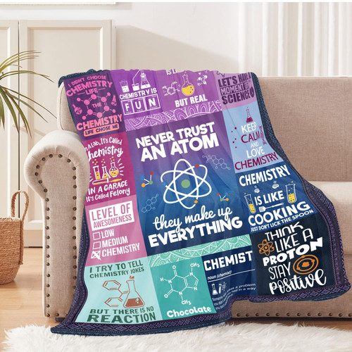 Absacie Chemistry Gifts Blanket Gifts for Chemistry Lovers, Appreciation Gifts for Chemist Teacher Chemist Gift for Women/Men Birthday Christmas Retirement Graduation Throw Blanket 60"x 50"