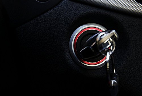 HERBEN Aluminum Car Engine Start Stop Ignition Key Hole/Keyless Engine Push Start Button Surrounding Decoration Ring Car Auto Interior Trim for Mercedes Benz AMG GLK ML GL CLA GLA CLS Red