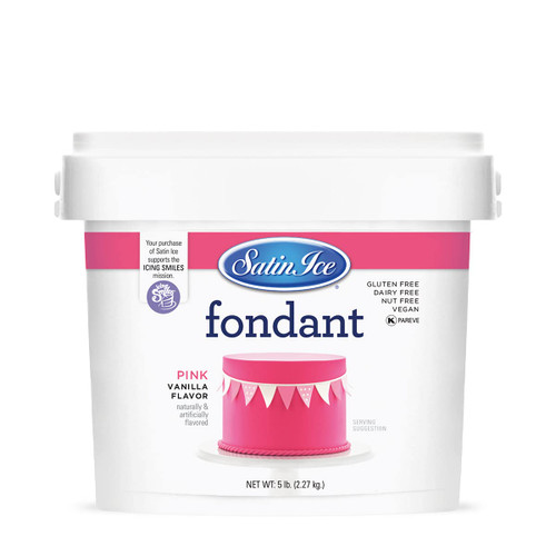 Satin Ice Pink Fondant, Vanilla, 5 Pounds
