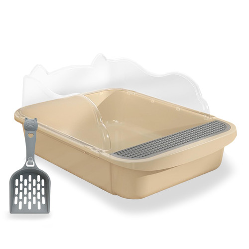 BNOSDM Sifting Litter Box Open Cat Litter Box with High Wall Litter Scoop Cat Toilet Anti-Splash Removable Litter Tray Pan for Small Medium Cats, Kittens Kitty