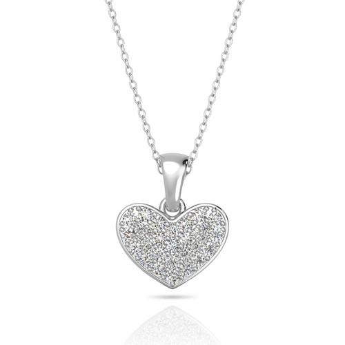 Verozi Sparkling Heart Necklaces for Women, 925 Sterling Silver, Cubic Zirconia AAAAA Pendant Necklace, Pure Rhodium or Gold Plated, 18'' Chain
