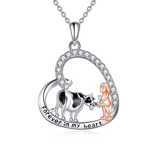WINNICACA Christmas Gifts for Teens Cow Necklace for Girls 925 Sterling Silver Cow and Girl Heart Pendant Necklace for Women Cow Print Jewelry Gifts for Cow Lovers Brithday WINNICACA Christmas Gifts for Teens Cow Necklace for Girls 925 Sterling Silver Cow and Girl Heart Pendant Necklace for Women Cow Print Jewelry Gifts for Cow Lovers Brithday