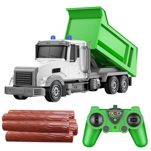 CALEST Remote Control Construction Dump Truck Toy RC Vehicle,6 Channel Truck Toys with 6 pcs Wood,2 Rechargeable Batteries,1/24 Scale Dump Truck?Birthday Gifts Ideas for Boys Age 3-8 Year Old