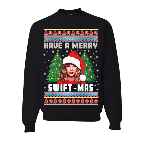 wild custom apparel Have A Merry Ugly Christmas Crewneck Sweatshirt, Black, Large