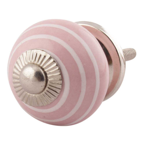 Indian Shelf 10 Pieces Farmhouse Dresser Knobs | Stripe Pull Knobs for Cabinets | Pink Drawer Pulls One Hole | Ceramic Door Knob | Cabinet Knobs Unique | Dresser Drawer Knobs