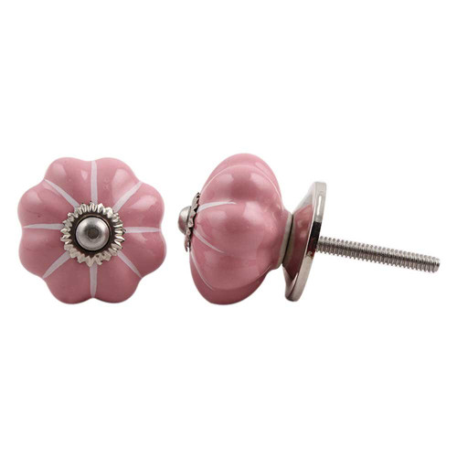 Indian Shelf 10 Pieces Door Knobs | Solid Bathroom Cabinet Knobs | Pink Vintage Drawer Knobs | Ceramic Nursery Knobs for Dresser | Pull Knob | One Hole Drawer Pulls