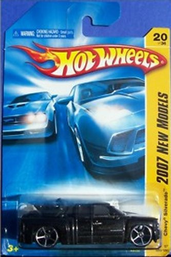 Hot Wheels Chevy Silverado 2007 New Models Series Black Chevrolet Silverado 1:64 Scale Collectible Die Cast Metal Toy Car Pick-Up Truck Model # 20