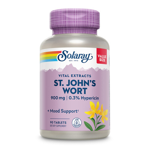 SOLARAY St. Johns Wort Aerial Extract One Daily 900mg | Standardized w/ 0.3% Hypericin for Mood Stability | Non-GMO | 90 Servings | 90 Tablets