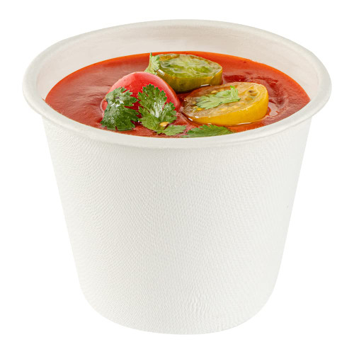 Restaurantware Pulp Safe No PFAS Added 15 Ounce To Go Cups, 100 Disposable Cups - Lids Sold Separately, Sustainable, White Bagasse Soup Cups, Microwavable And Freezable, Reinforced Rim