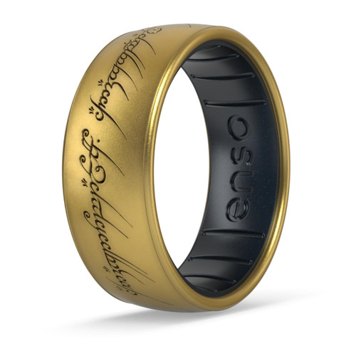 Enso Rings Lord of the Rings Collection - Comfortable DualTone Silicone Rings - The One Ring - Size 4