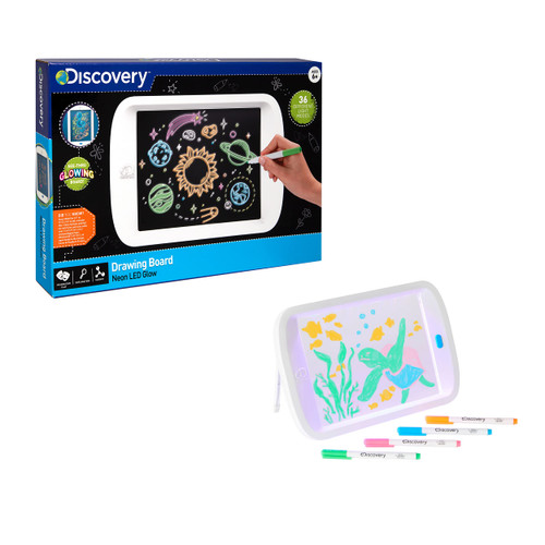 Discovery 1303002031-Drawing Board Neon LED Glow-Tablet for Drawing with Fluorescent Colors-for Children from 6 Years, 1303002031