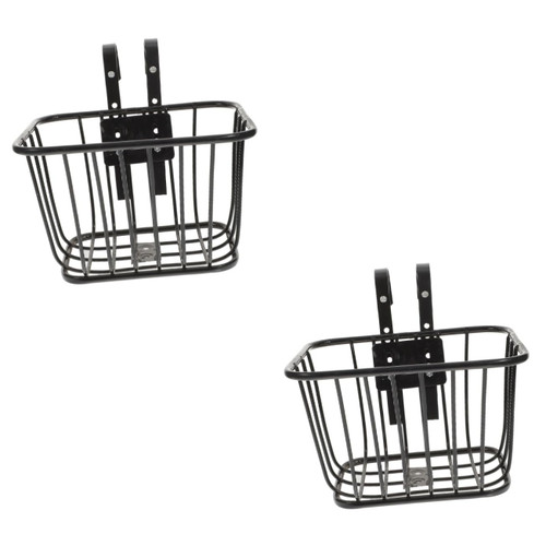NOLITOY 2 Pcs Bicycle Basket Rear Bike Holder Bike Front Basket Bike Basket Front Handlebar Storage Baskets Bicycles Rectangular Basket Bicycle Rack Child Electric Bicycle Thicken Metal