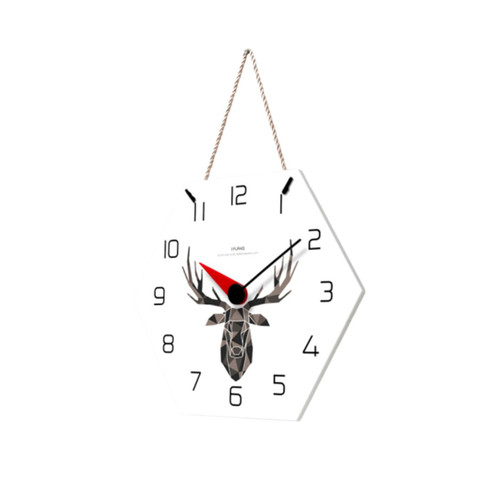 IMIKEYA 1pc Battery Clock Wall Decorative Clock Wall Clock for Home Ultrathin Wall Clock Swinging Clock Art Decor Wall Clock Hanging Clock Deer Head Pattern Clock White Without Swing Clock
