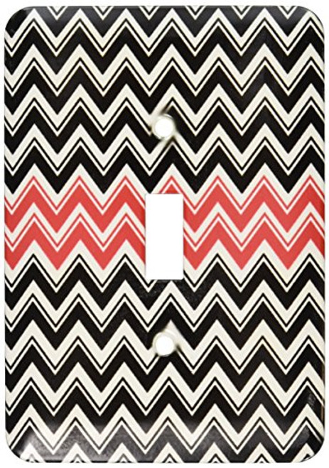 3dRose lsp_44146_1 Black and Red Chevron Stripes Single Toggle Switch