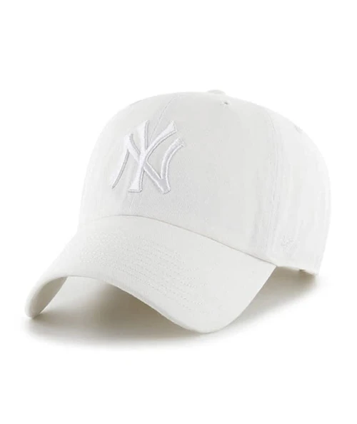 '47 New York Yankees Mens Womens Clean Up Adjustable Strapback Coconut White Hat with White Logo