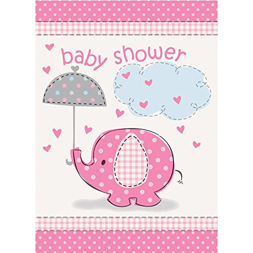 Pink Elephant Girl Baby Shower Invitations, 8ct