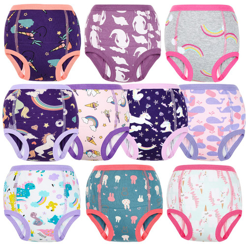 MooMoo Baby Potty Training Underwear 10 Packs Absorbent Toddler Training Pants for Boys and Girls Cotton 2T