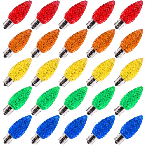 50 Pack C9 Led Replacement Christmas Light Bulb, C9 Shatterproof Led Bulb for Christmas String Light, E17 Intermediate Base, Commercial Grade Dimmable Bulbs, 2 Diode (Led's), Multicolor