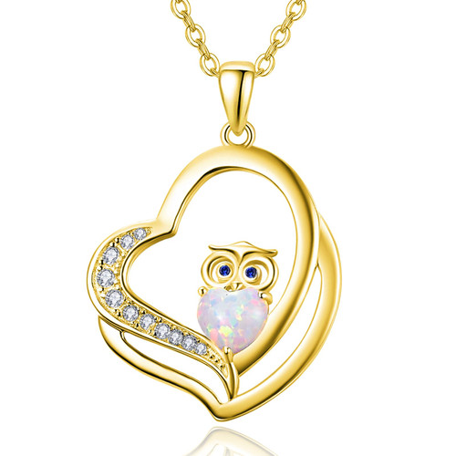 Dreamboat Gold Owl Necklace for Women Girls 925 Sterling Silver Opal Owls Heart Pendant Wedding Birthday Jewelry Gifts 18''+2'' Dreamboat Gold Owl Necklace for Women Girls 925 Sterling Silver Opal Owls Heart Pendant Wedding Birthday Jewelry Gifts 18''+2''