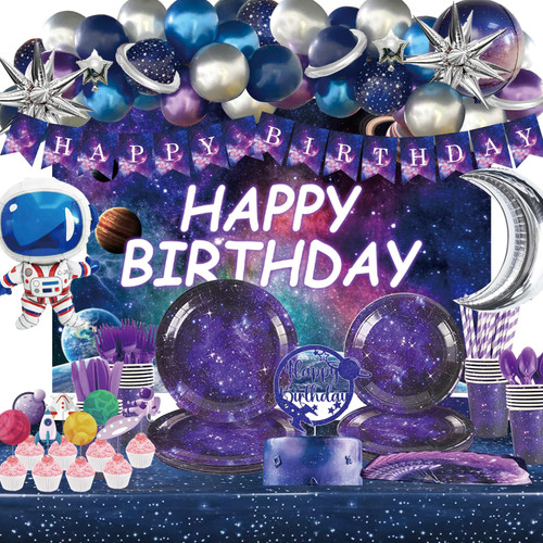 218 PCs Galaxy Party Decorations, Fiesec Starry Night Outer Space Birthday Supplies Backdrop Balloon Garland Banner Tablecloth Cake Cupcake Topper Plate Napkin Cup Straw Knife Fork Spoon Star Planet 218 PCs Galaxy Party Decorations, Fiesec Starry Night Outer Space Birthday Supplies Backdrop Balloon Garland Banner Tablecloth Cake Cupcake Topper Plate Napkin Cup Straw Knife Fork Spoon Star Planet