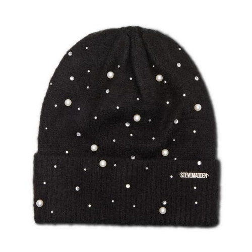 STEVE MADDEN Women's Pearl and Stone Embellished Beanie, Black