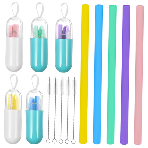 15 Sets reusable silicone straws reusable straws collapsible silicone straw straws drinking reusable cocktail straws coffee straws portable straw drinking straw drinks Straight