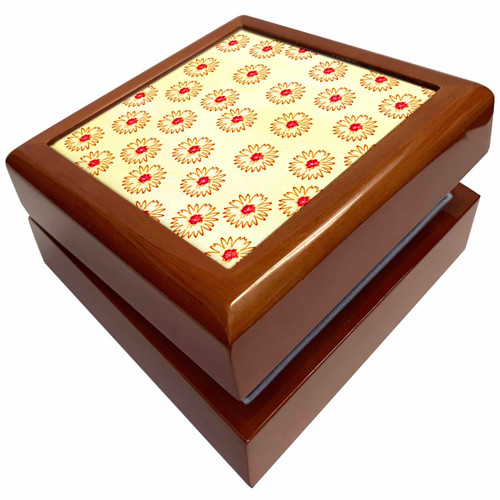 3dRose Orange Cutout Flowers - Floral Print - Art, Jewelry Box jb-53592-1