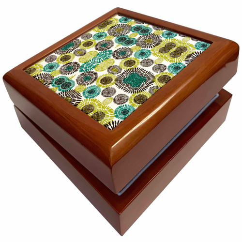 3dRose Retro Pinwheels In Turquoise n Brown, Jewelry Box jb-62075-1