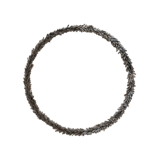 Creative Co-Op 12' Round Glass Bead & Metal Wreath, Pewter Finish