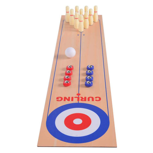 KENANLAN Shuffleboard, 25 * 8 * 8 3 in 1 Table Curling Game Bowling Shuffleboard Placemat Family Games for Home Party Kids and Adults