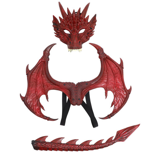 SOIMISS Kids Clothes Tails Costume 1 Set Dragon Costume Red Play Performance of Wings Wing for Mask Theme Kids Party Face Role Cosplay Tail Clothes Cover Kids Clothes Kids Costumes