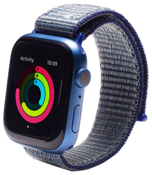 ZAGG Gear4 Braided Adjustable Sport Loop Band - Navy Blue - Compatible with Apple Watch 42mm 44mm 45mm, Velcro Strap Wristbands for iWatch Series 7/6/SE/5/4/3/2/1 (705009518)