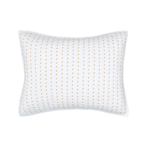 carol & frank Hilton Ochre Standard Sham Standard Sham White