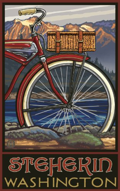 Northwest Art Mall Stehekin Washington Fat Tire Bike Unframed Poster Print by Paul A. Lanquist, 11-Inch by 17-Inch