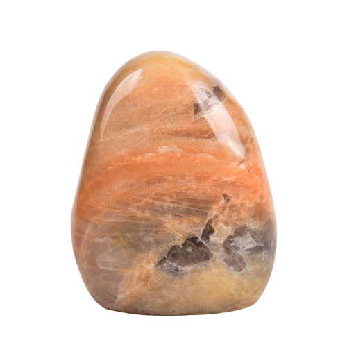 AMOYSTONE Peach Moonstone Ornament Polished Crystal Tower Slab Orange Healing Reiki Home Decor, Single Irregular 1~1.4 LBS