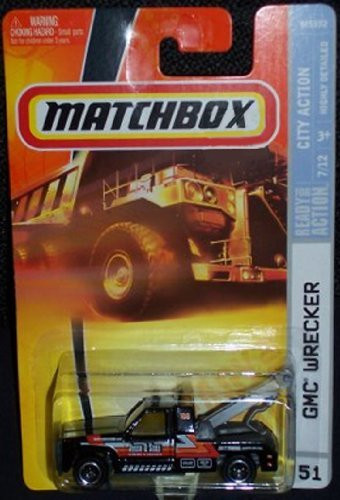 Matchbox 2008 -51 City Action Series 7 of 12 GMC Wrecker Tow Truck Black 1:64 Scale Collectible Die Cast Car by Matchbox