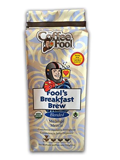 The Coffee Fool Fool's Organic Fair Trade Breakfast Brew, Strong Drip Grind, 12 Ounce The Coffee Fool Fool's Organic Fair Trade Breakfast Brew, Strong Drip Grind, 12 Ounce