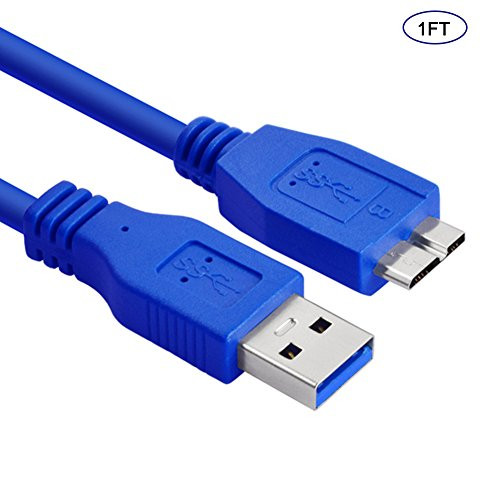 Bluwee SuperSpeed USB 3.0 Cable - Type A to Micro-B Cable - 1 Foot(0.3 Meters) - Round Blue