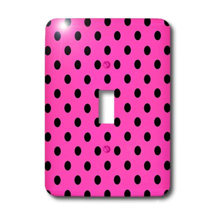 3dRose lsp_24705_1 Hot Pink and Black Polka Dot Print Toggle Switch