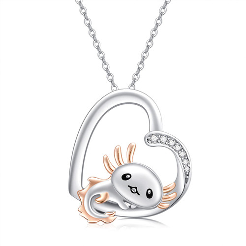 Twoowl Axolotl Necklace 925 Sterling Silver Mexican Axolotl Heart Pendant Cute Animal Jewelry Gifts Birthday Valentine's Day Christmas for Women Girls Twoowl Axolotl Necklace 925 Sterling Silver Mexican Axolotl Heart Pendant Cute Animal Jewelry Gifts Birthday Valentine's Day Christmas for Women Girls