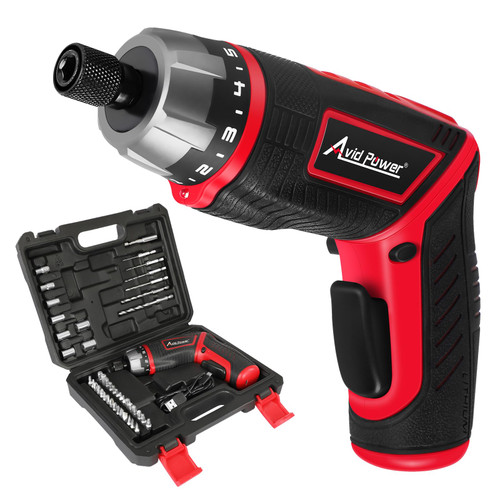 AVID POWER Electric Screwdriver Set Rechargeable 4V Cordless Screwdriver Kit with 44pcs Accessories, 5.65Nm Screw Gun, 5+1 Torque Setting, 2 Position Handle with LED Light AVID POWER Electric Screwdriver Set Rechargeable 4V Cordless Screwdriver Kit with 44pcs Accessories, 5.65Nm Screw Gun, 5+1 Torque Setting, 2 Position Handle with LED Light